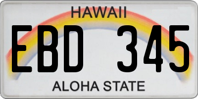 HI license plate EBD345