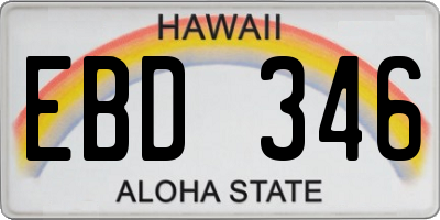 HI license plate EBD346