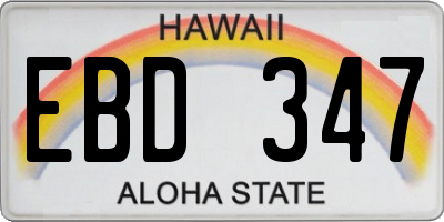 HI license plate EBD347