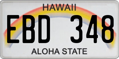HI license plate EBD348