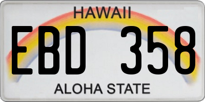 HI license plate EBD358