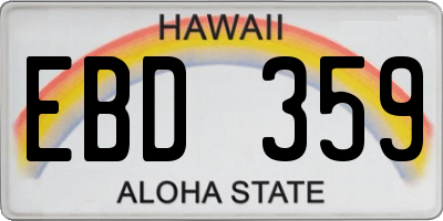 HI license plate EBD359