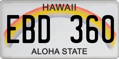 HI license plate EBD360