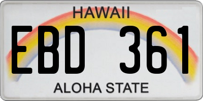 HI license plate EBD361