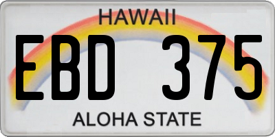 HI license plate EBD375