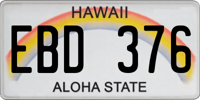 HI license plate EBD376