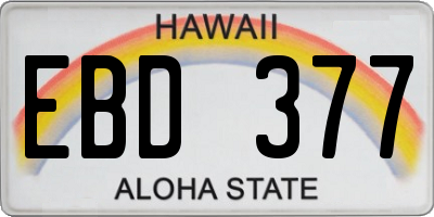 HI license plate EBD377