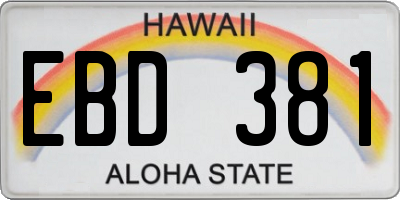 HI license plate EBD381