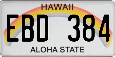 HI license plate EBD384