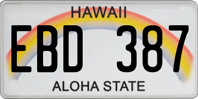 HI license plate EBD387