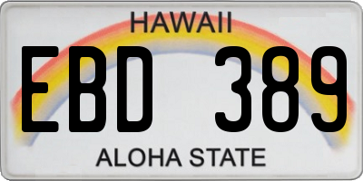 HI license plate EBD389