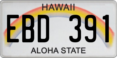 HI license plate EBD391