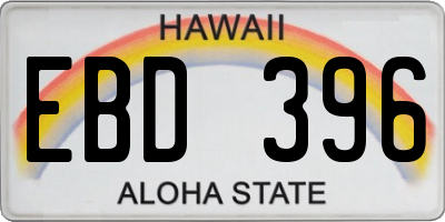 HI license plate EBD396