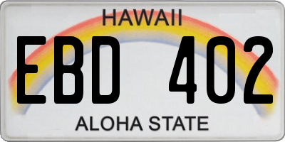 HI license plate EBD402