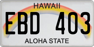 HI license plate EBD403