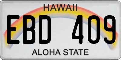 HI license plate EBD409