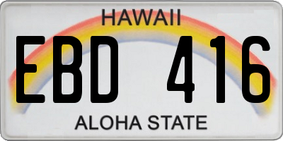 HI license plate EBD416