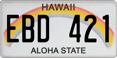 HI license plate EBD421