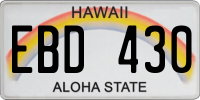 HI license plate EBD430