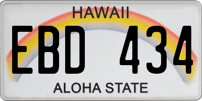 HI license plate EBD434