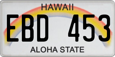 HI license plate EBD453