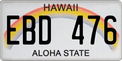 HI license plate EBD476