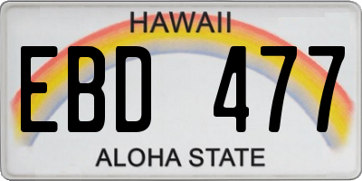 HI license plate EBD477