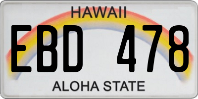 HI license plate EBD478