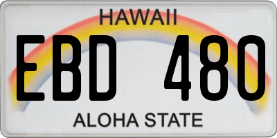 HI license plate EBD480