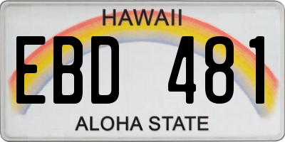 HI license plate EBD481