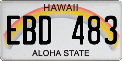HI license plate EBD483