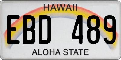 HI license plate EBD489