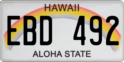 HI license plate EBD492