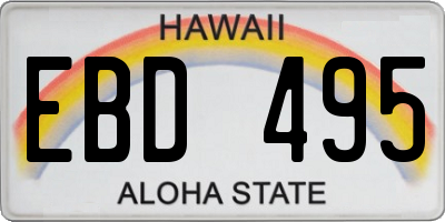 HI license plate EBD495