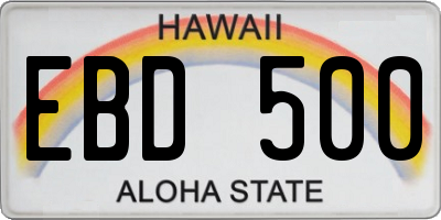 HI license plate EBD500