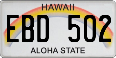 HI license plate EBD502