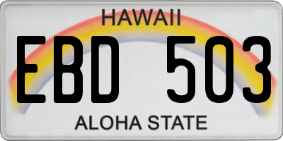HI license plate EBD503