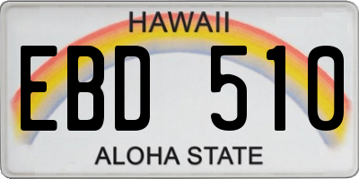 HI license plate EBD510