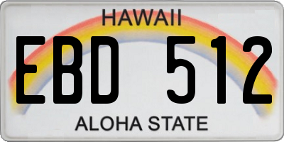 HI license plate EBD512