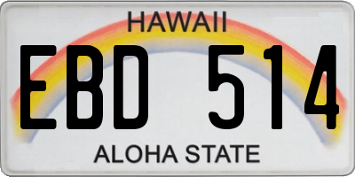 HI license plate EBD514