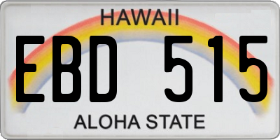 HI license plate EBD515