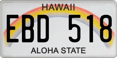 HI license plate EBD518