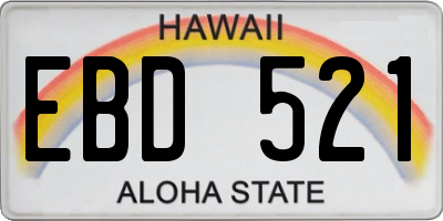HI license plate EBD521