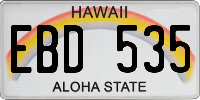 HI license plate EBD535