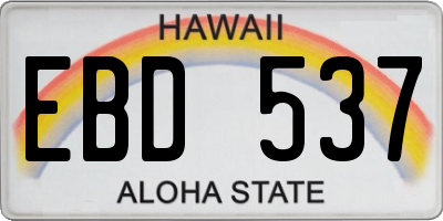 HI license plate EBD537