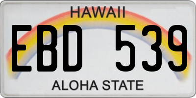 HI license plate EBD539