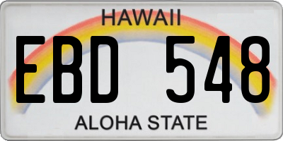 HI license plate EBD548