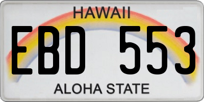 HI license plate EBD553