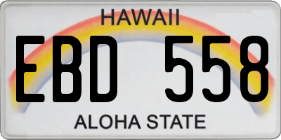 HI license plate EBD558