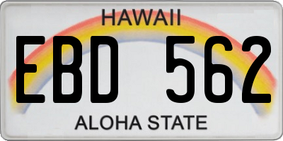 HI license plate EBD562